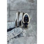 Bvlgari Watch Serpenti Tubogas Gold Diamond Two Tune Black Dial For Women (CS133)