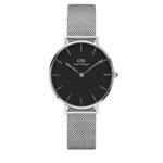Iconic Silver Strap and Black Dial Daniel Wellington Watch For Men (SG-48)
