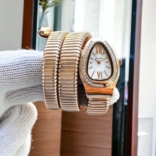 Bvlgari Watch Diamond Rose Gold White Dial For Women (SG176)
