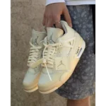 Air Jordan Retro 4 Off White Sail Semi UA Shoes For Men (HS38)