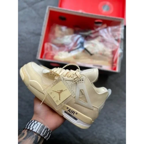 Air Jordan Retro 4 Off White Sail Semi UA Shoes For Men (HS38)