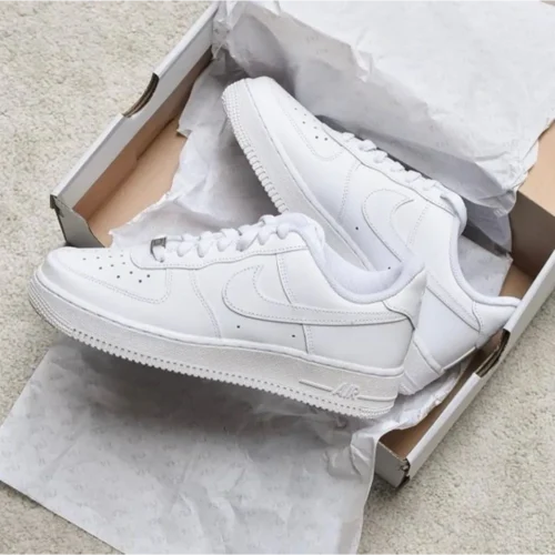 Classic Nike Air Force 1 White Pure Leather Shoes For Men (SW6215)