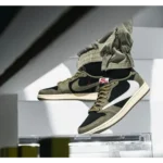 Classy Air Jordan Retro 1 Travis Scott Black Olive Shoes For Men (SHUB258)