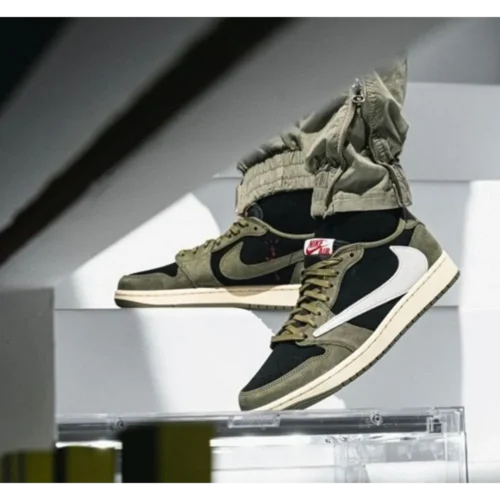 Classy Air Jordan Retro 1 Travis Scott Black Olive Shoes For Men (SHUB258)