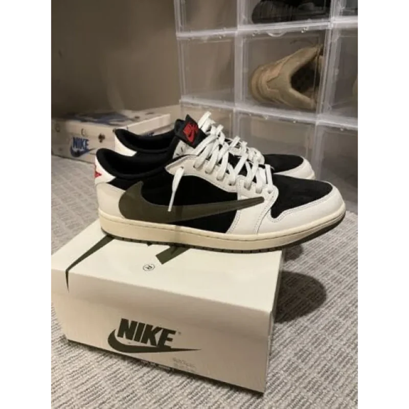 Classy Air Jordan Retro 1 Travis Scott Olive Shoes For Men (SHUB269)
