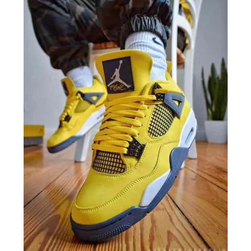Classy Jordan Retro 4 Lightning Tour Yellow Shoes For Men (SHI240)