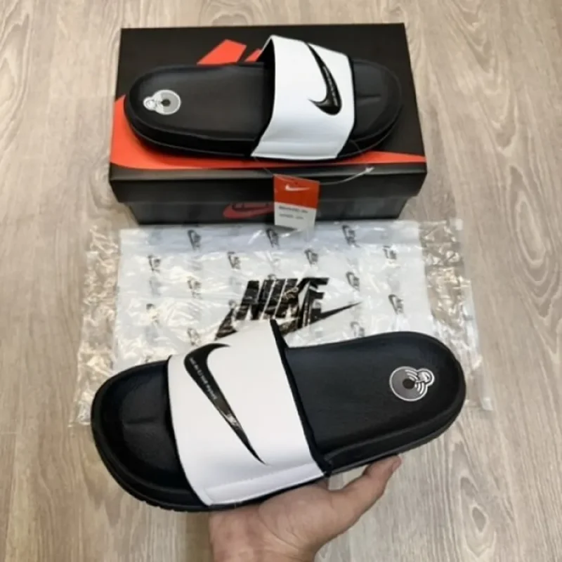 Classy Nike Offcourt White Black Flip Flopss For Men (BH987)