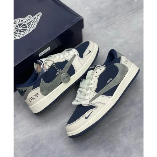 Dior Air Jordan Retro 1 X Travis Scott “Navy Blue Shoes For Men (BOT1201)