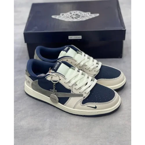 Dior Air Jordan Retro 1 X Travis Scott “Navy Blue Shoes For Men (BOT1201)