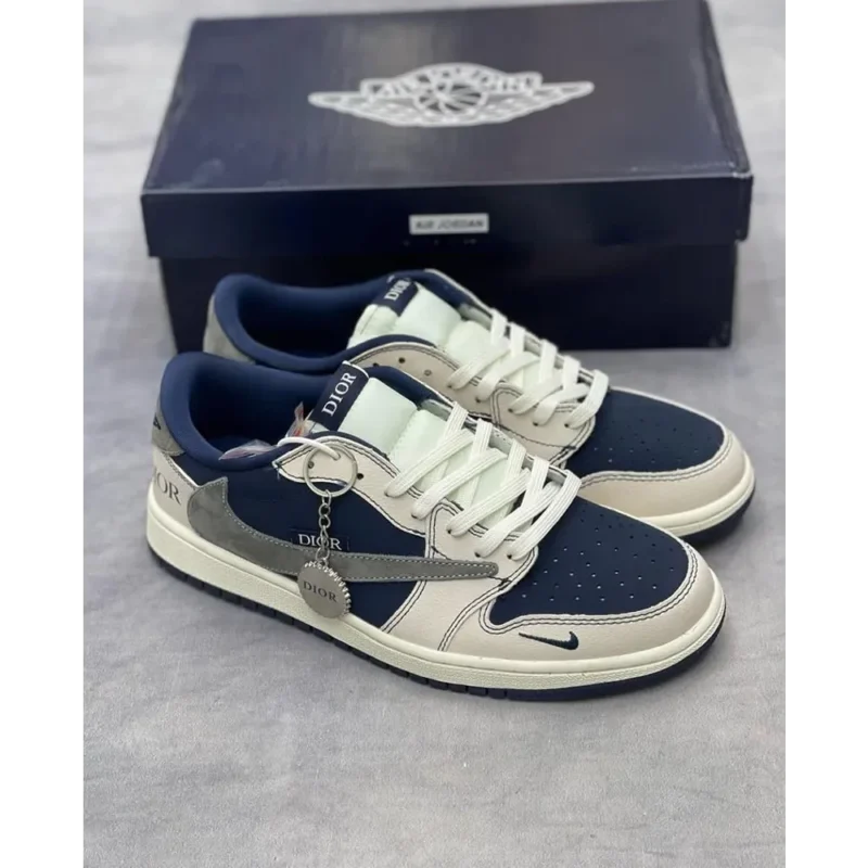 Dior Air Jordan Retro 1 X Travis Scott “Navy Blue Shoes For Men (BOT1201)