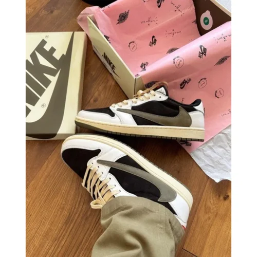 Nike Air Jordan 1 Low X Travis Scott Olive Shoes For Men (BSF352)