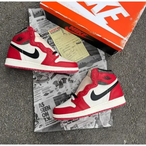 Nike Air Jordan Retro 1 High Lost and Found with OG Box Yellow Bill OG Powder Sole Men’s Shoes (FT472)