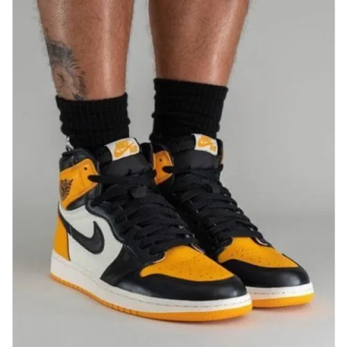 Nike Air Jordan Retro 1 High Taxi Yellow Shoes For Men (SF63)