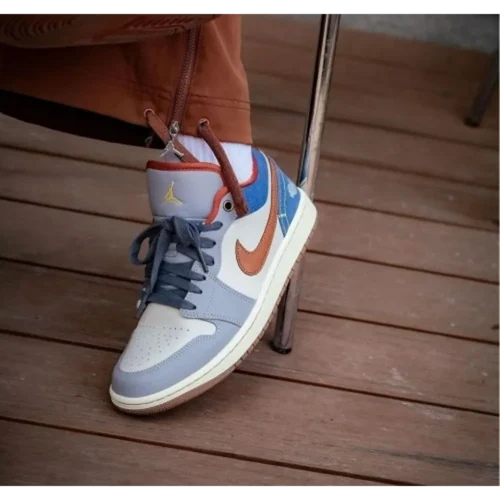 Nike Air Jordan Retro 1 Low Phantom Denim Swoosh Shoes For Men (HS101)