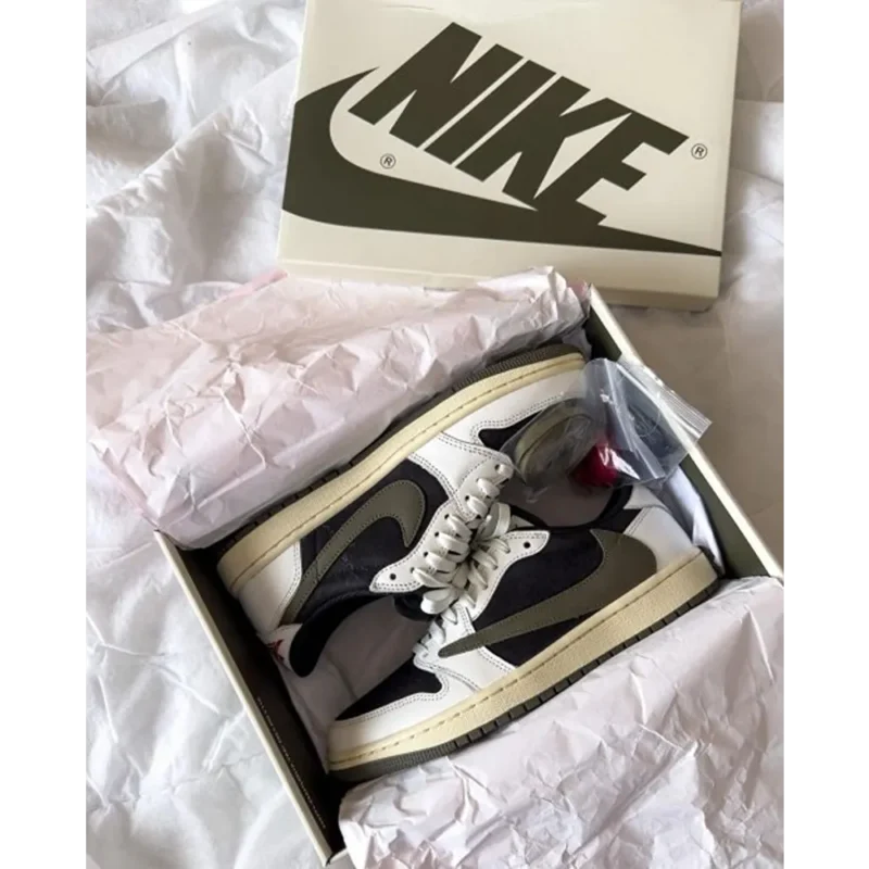 Nike Air Jordan Retro 1 Low Travis Scott X Olive Shoes For Men (HS92)