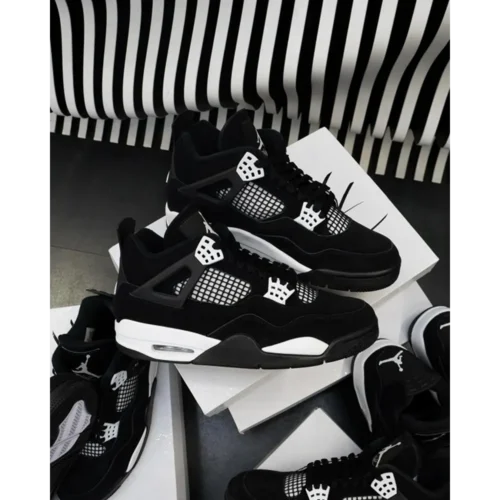 Nike Air Jordan Retro 4 Black White Semi UA Men Shoes (FT681)