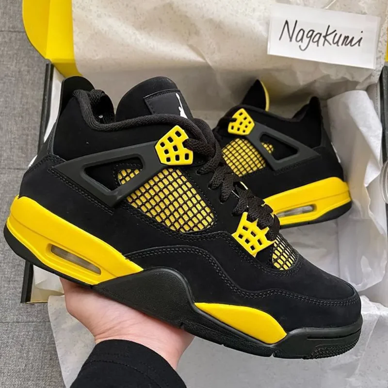 Nike Air Jordan Retro 4 Yellow Thunder Shoes For Men (LAB450)