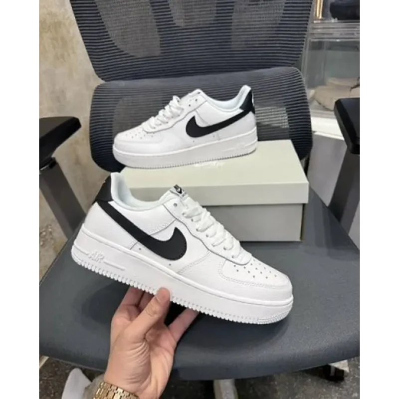 Nike Airforce 1 Low White Black Swoosh Shoes For Men (HS236)