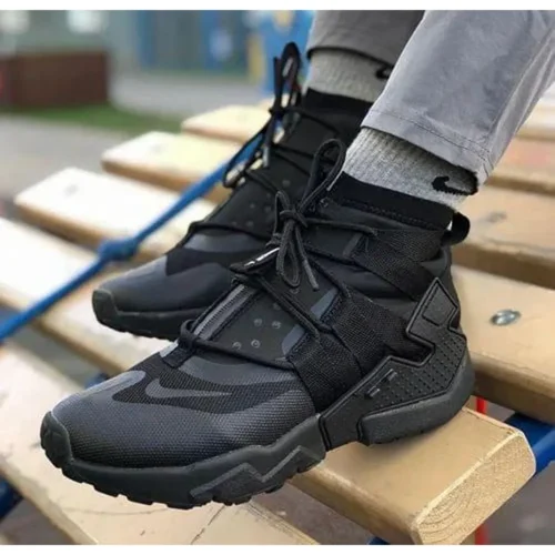 Nike Huarache Grippe Gs Triple Black Shoes For Men (BOT69)