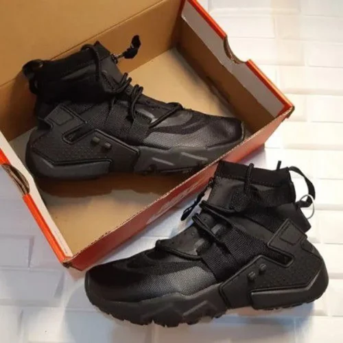 Nike Huarache Grippe Gs Triple Black Shoes For Men (BOT69)