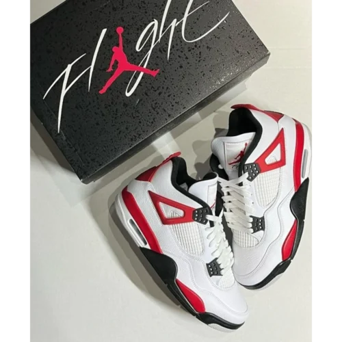 Stylish Nike Air Jordan Retro 4 Red Cement Shoes for Men (SW4697)