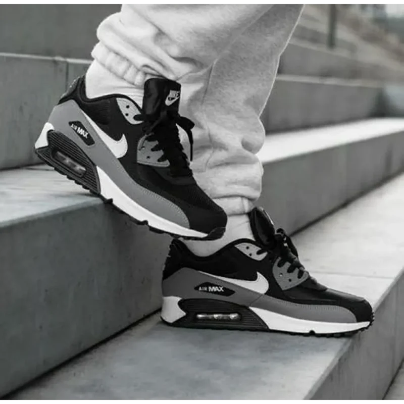 Stylish Nike Air Max 90 Essential Black White Shoes For Men (LL611)