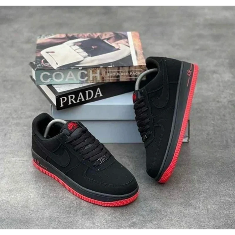 Stylish Nike Airforce 1 Low Black University Red Shoes for Men (SW4700)