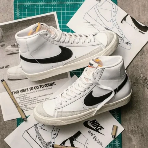 Stylish Nike Mid Blazer 77 Vintage White Black Shoes For Men (SW5806)