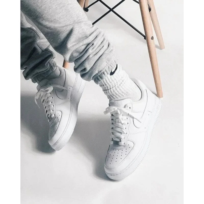 Trendy Nike Airforce 1 White Pure Leather Shoes for Men (SW4784)